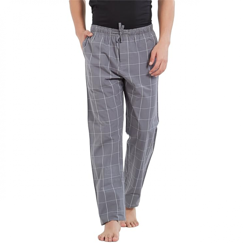 Men's Checkmate 100% Super Combed Cotton Casual Style Pyjamas With Dual Side Pockets And No Marks Waistband